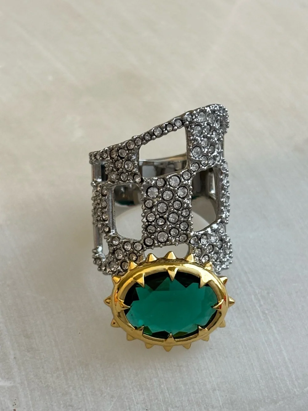 ALEXIS BITTAR • Modern Georgian Green Crystal Checkerboard Ring